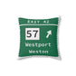 Merritt Parkway Exit 42 decor pillow - Merritt Parkway and Westport Connecticut gifts and merch by Finding Connecticut 