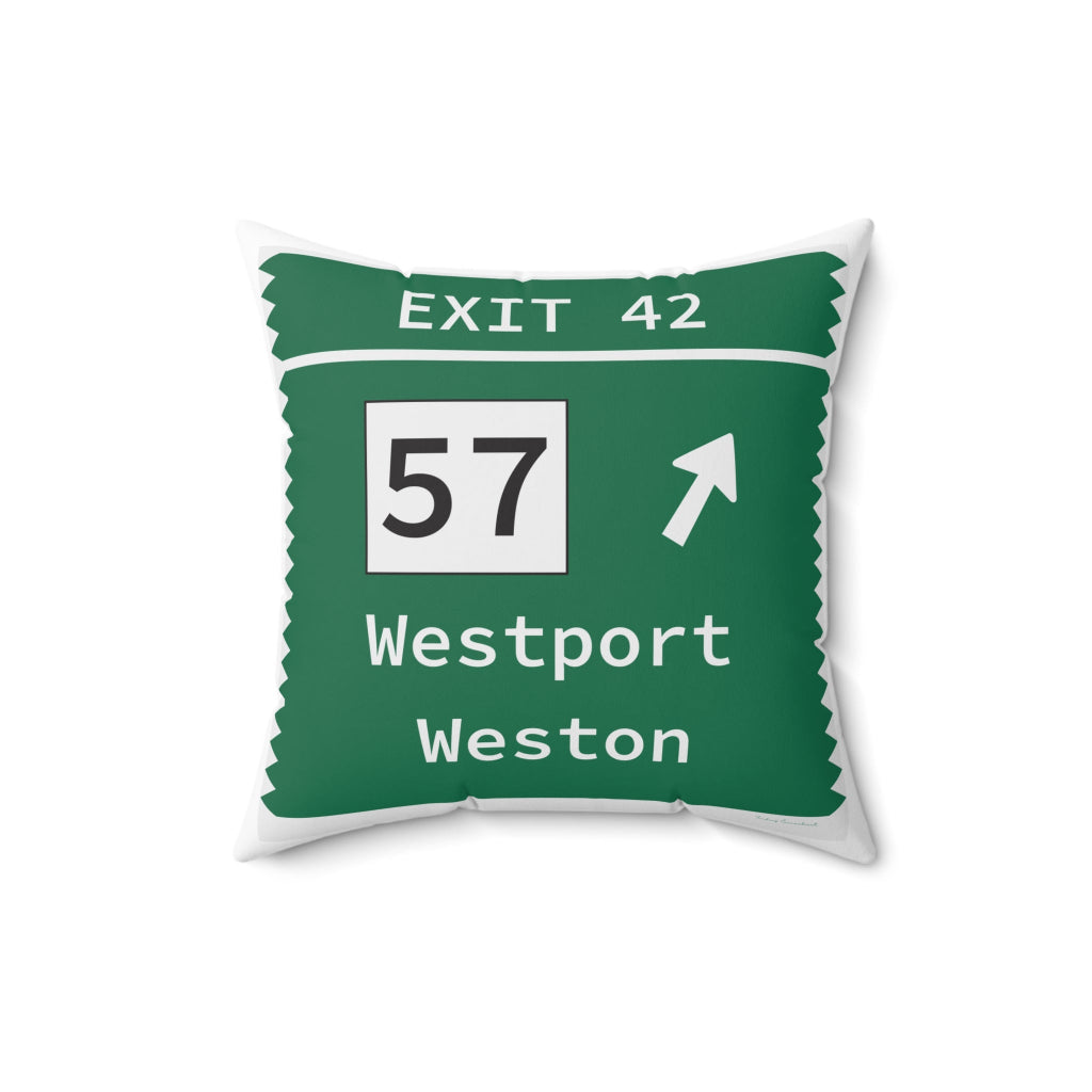 Merritt Parkway Exit 42 decor pillow - Merritt Parkway and Westport Connecticut gifts and merch by Finding Connecticut 