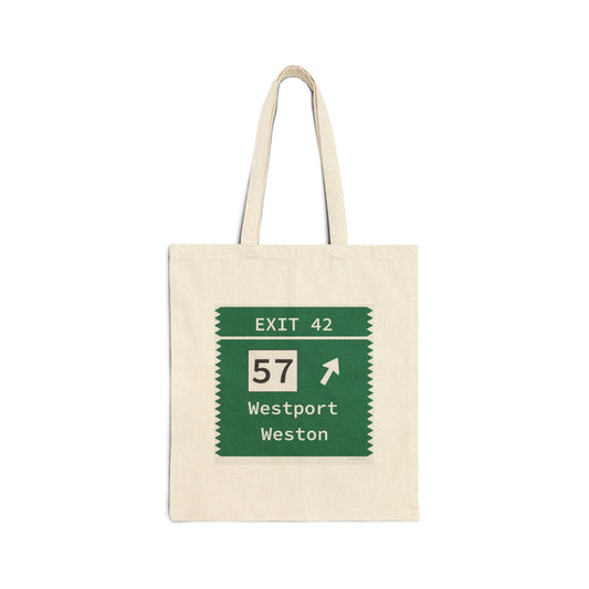 Merritt Parkway Exit 42 tote bag - Merritt Parkway and Westport Connecticut gifts and merch by Finding Connecticut 