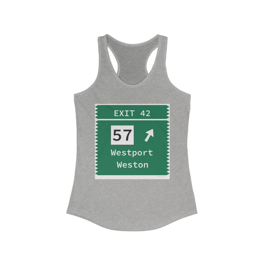 Merritt Parkway Exit 42 women's tank top shirt - Westport Connecticut gifts and merch by Finding Connecticut