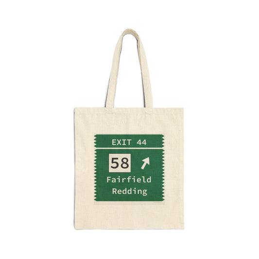 Merritt Parkway Exit 44 tote bag - Merritt Parkway and Fairfield Connecticut gifts and merch by Finding Connecticut 