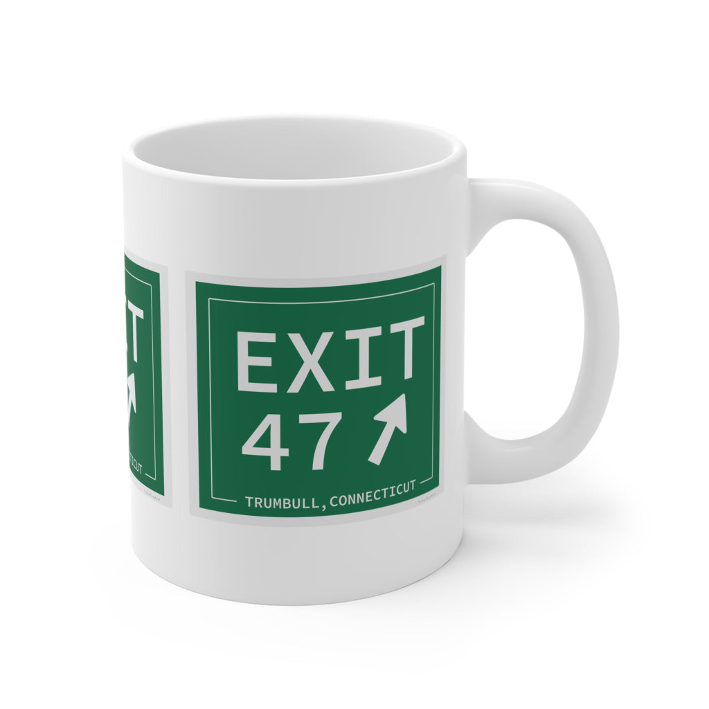 Merritt Parkway Exit 47 Mug -trumbull connecticut gifts and merch by finding connecticut 