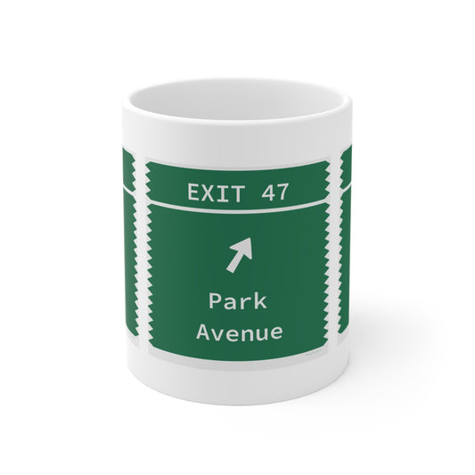 Merritt Parkway Exit 47 mug - Trumbull Connecticut gifts  and merch by finding connecticut