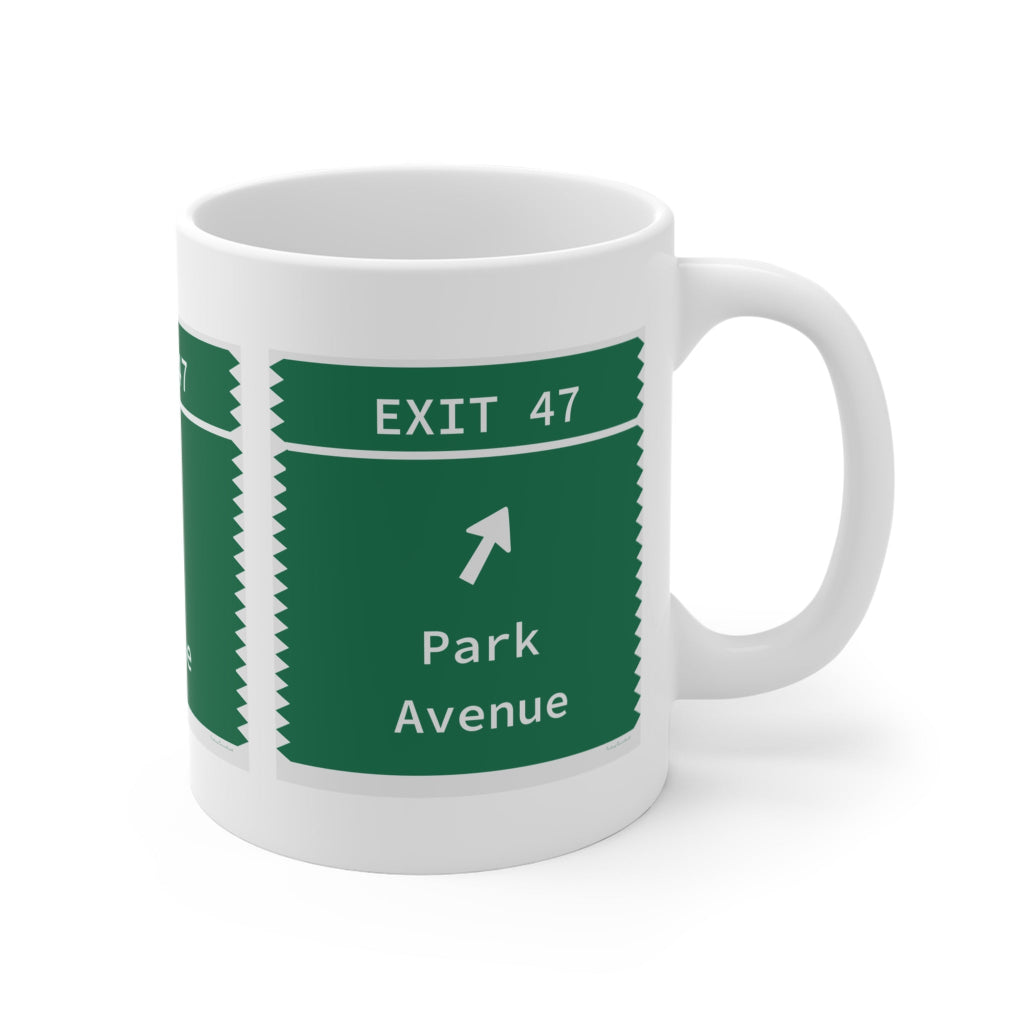 Merritt Parkway Exit 47 mug - Trumbull Connecticut gifts  and merch by finding connecticut
