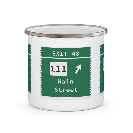 Merritt Parkway Exit 48 camping mug - merritt parkway and trumbull connecticut gifts and merch by Finding Connecticut 