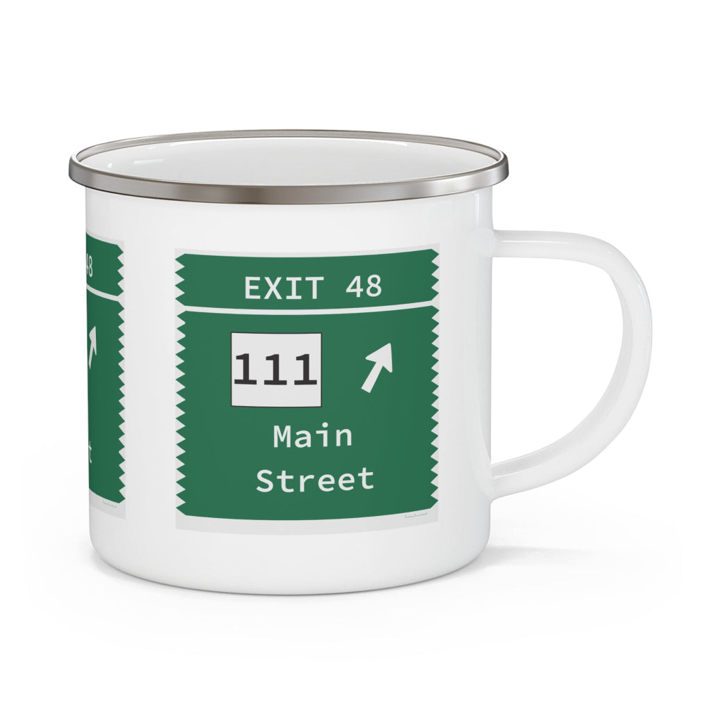 Merritt Parkway Exit 48 camping mug - merritt parkway and trumbull connecticut gifts and merch by Finding Connecticut 