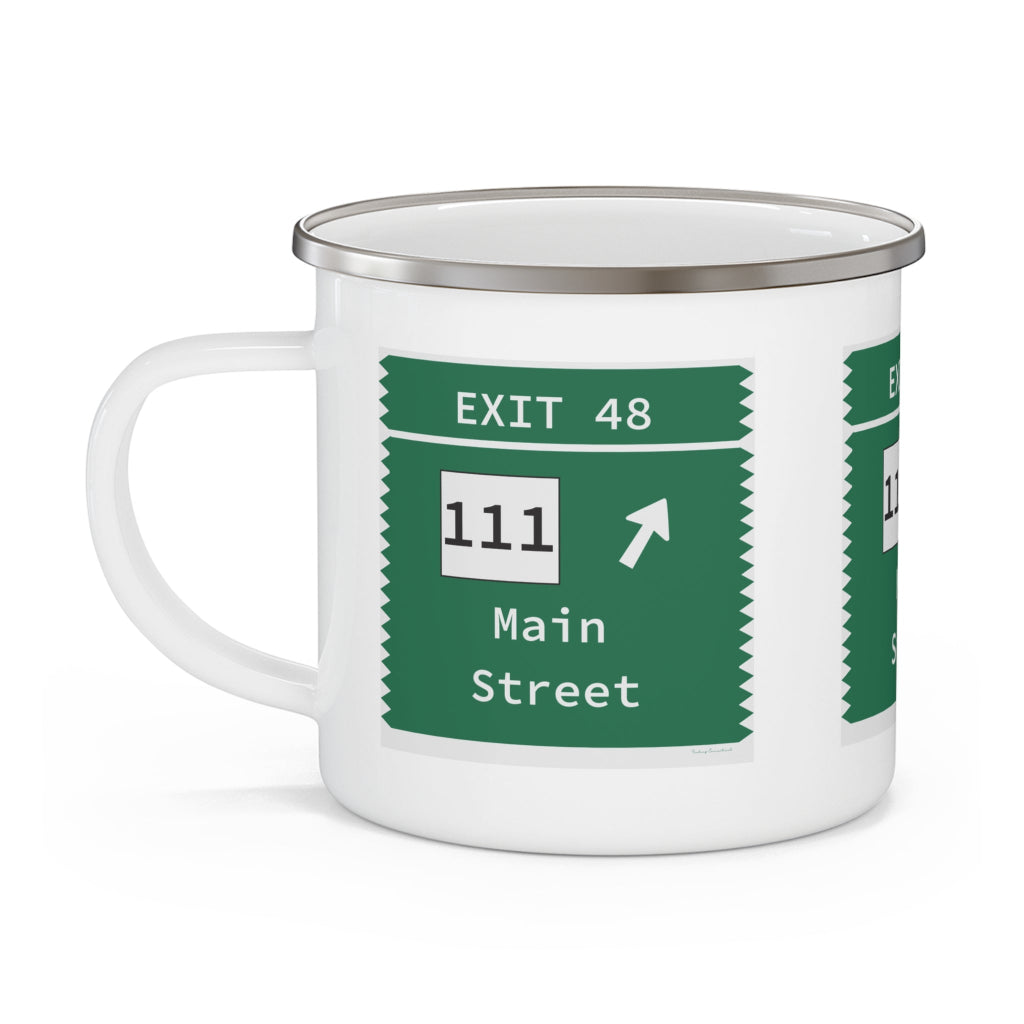 Merritt Parkway Exit 48 camping mug - merritt parkway and trumbull connecticut gifts and merch by Finding Connecticut 