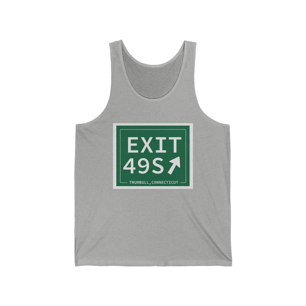 Merritt Parkway Exit 49S unisex tank top shirt - Merritt Parkway and Trumbull Connecticut gifts and merch by Finding Connecticut 