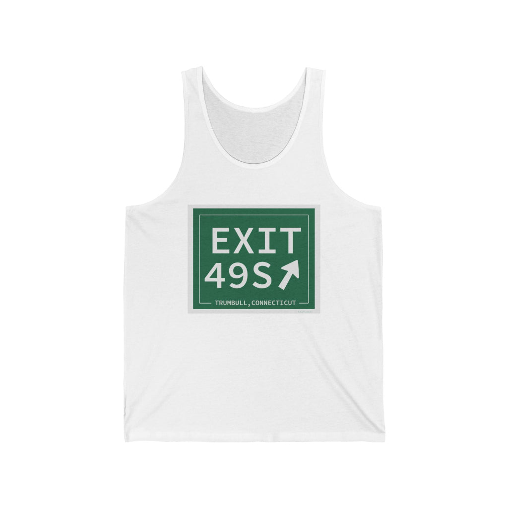 Merritt Parkway Exit 49S unisex tank top shirt - Merritt Parkway and Trumbull Connecticut gifts and merch by Finding Connecticut 