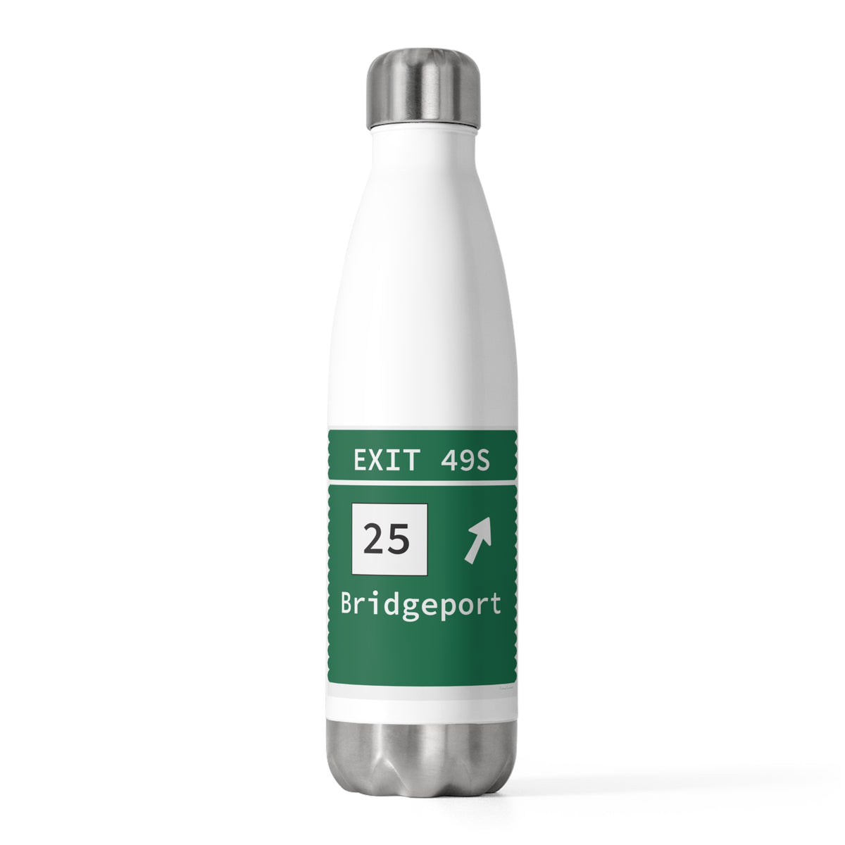 Merritt Parkway  Exit 49S water bottle - Merritt parkway and trumbull connecticut gifts and merch by Finding Connecticut 