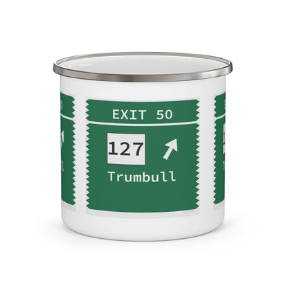 Merritt Parkway Exit 50 camping mug - merritt parkway and connecticut gifts and merch  by Finding Connecticut 