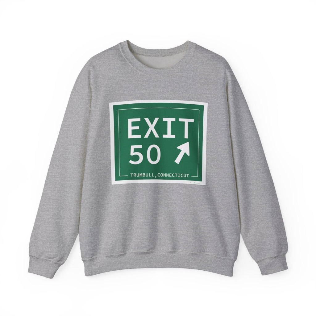 Merritt Parkway Exit 50  sweatshirt - Merritt parkway and Trumbull Connecticut gifts and merch by Finding Connecticut 