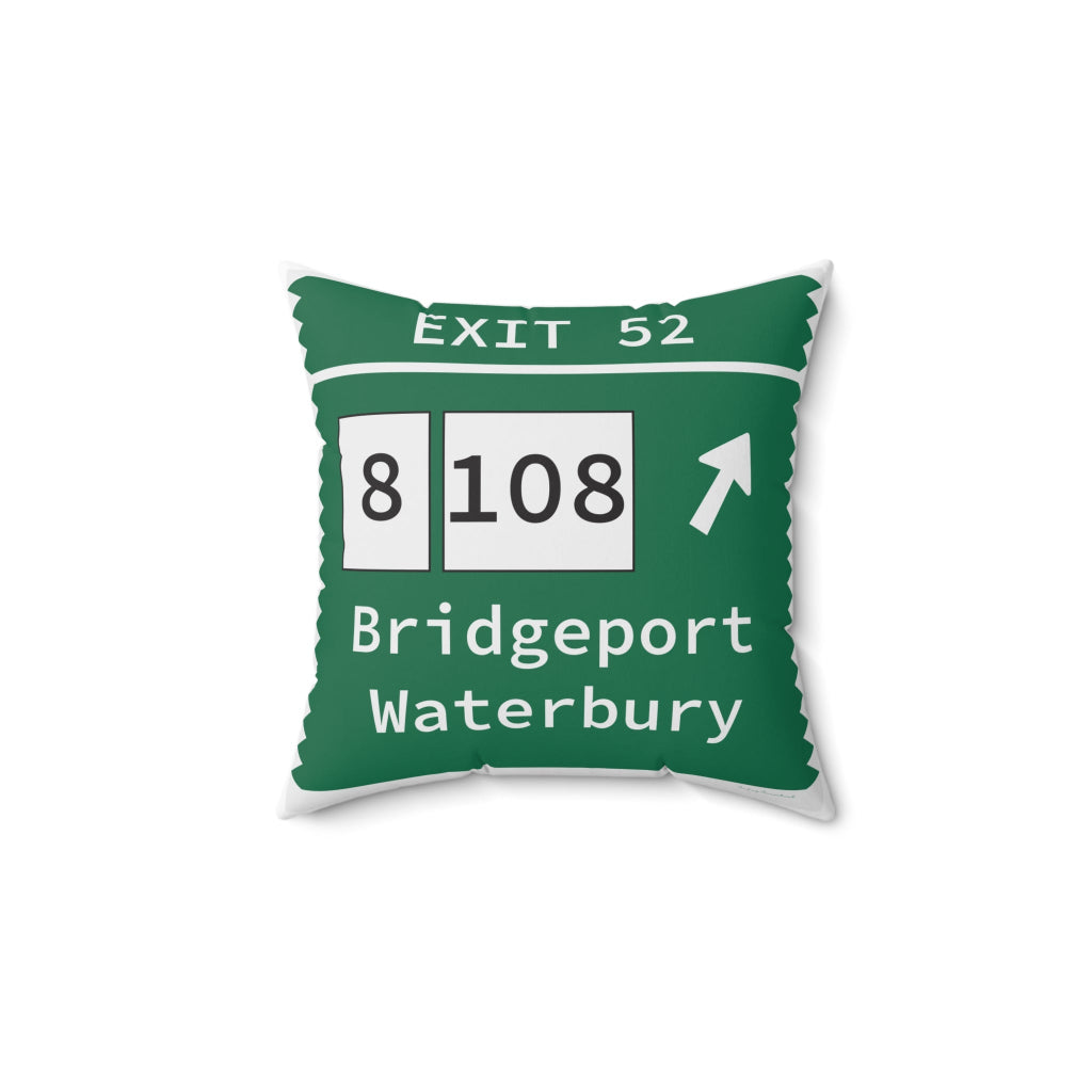Merritt Parkway Exit 52 decor pillow - trumbull connecticut gifts and merch by finding connecticut