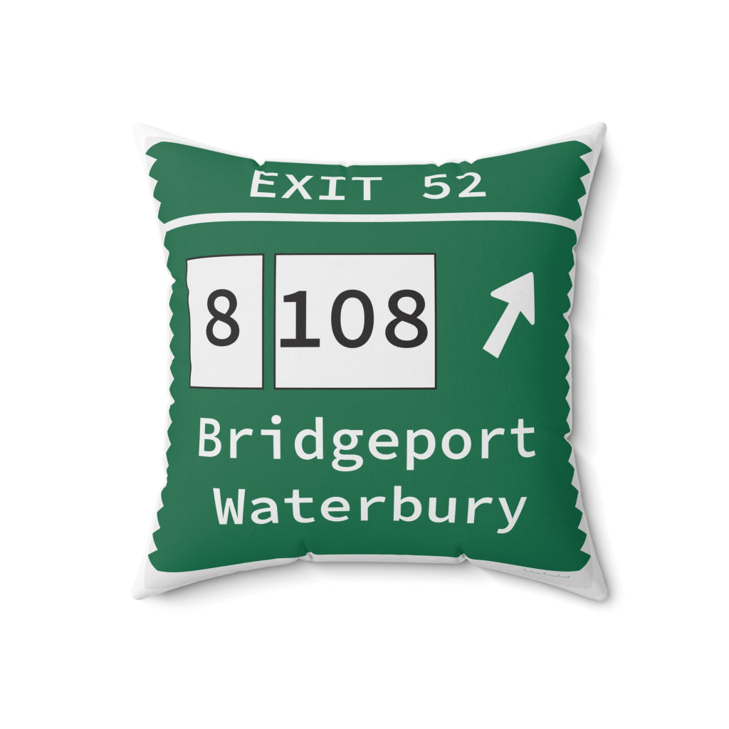 Merritt Parkway Exit 52 decor pillow - trumbull connecticut gifts and merch by finding connecticut
