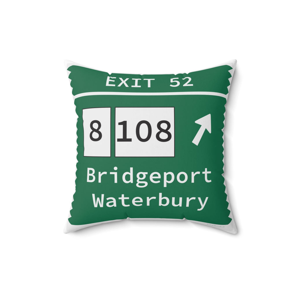 Merritt Parkway Exit 52 decor pillow - trumbull connecticut gifts and merch by finding connecticut