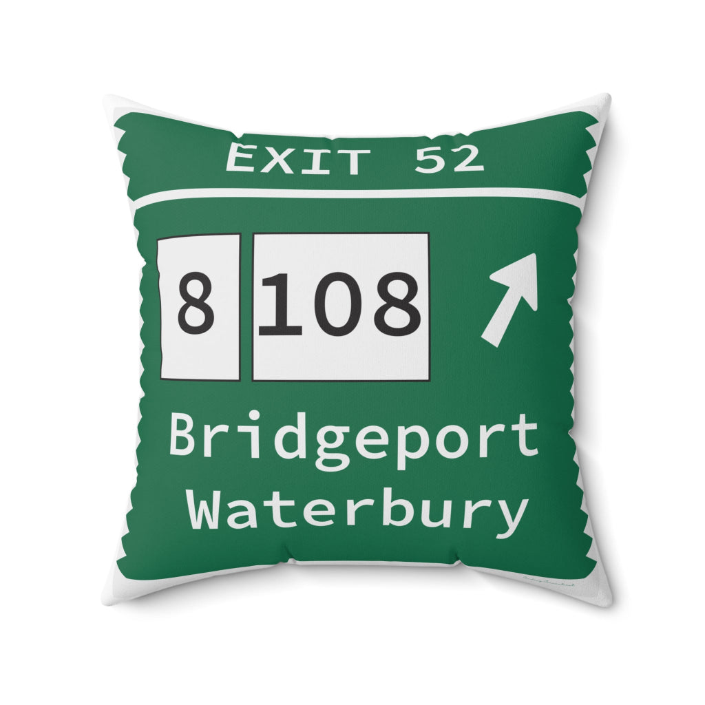 Merritt Parkway Exit 52 decor pillow - trumbull connecticut gifts and merch by finding connecticut