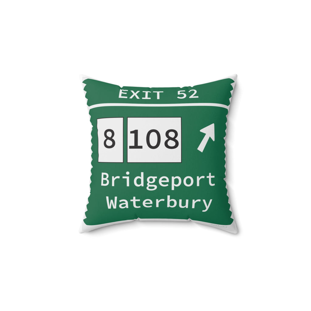Merritt Parkway Exit 52 decor pillow - trumbull connecticut gifts and merch by finding connecticut