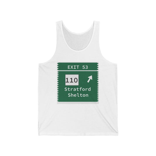 Merritt Parkway Exit 53 unisex tank top shirt -Stratford Connecticut gifts and merch by Finding Connecticut 