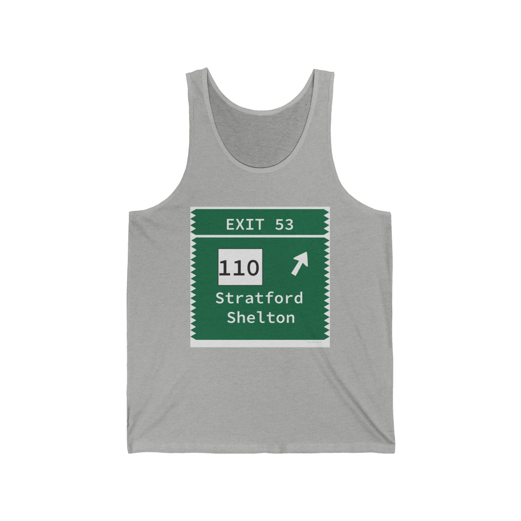 Merritt Parkway Exit 53 unisex tank top shirt -Stratford Connecticut gifts and merch by Finding Connecticut 