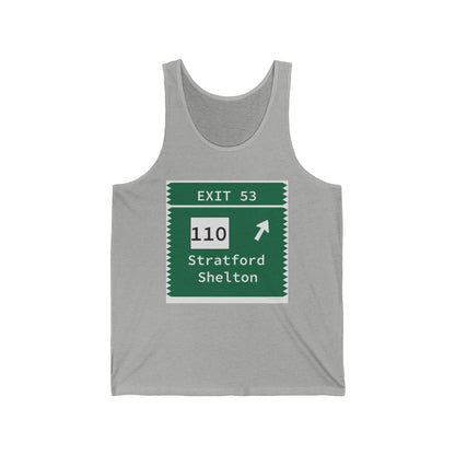 Merritt Parkway Exit 53 unisex tank top shirt -Stratford Connecticut gifts and merch by Finding Connecticut 