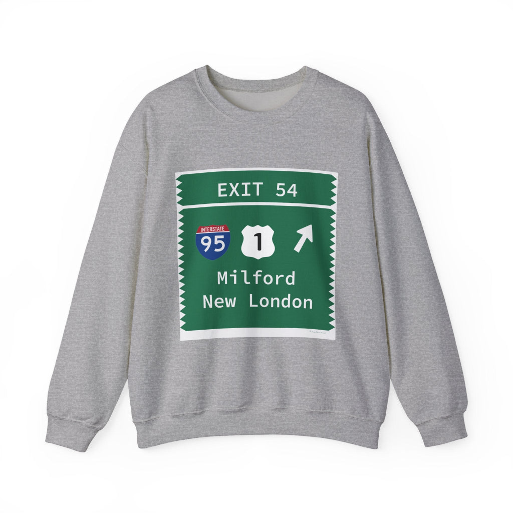 Merritt Parkway Exit 54 sweatshirt - Milford Connecticut gifts and merch by Finding Connecticut 