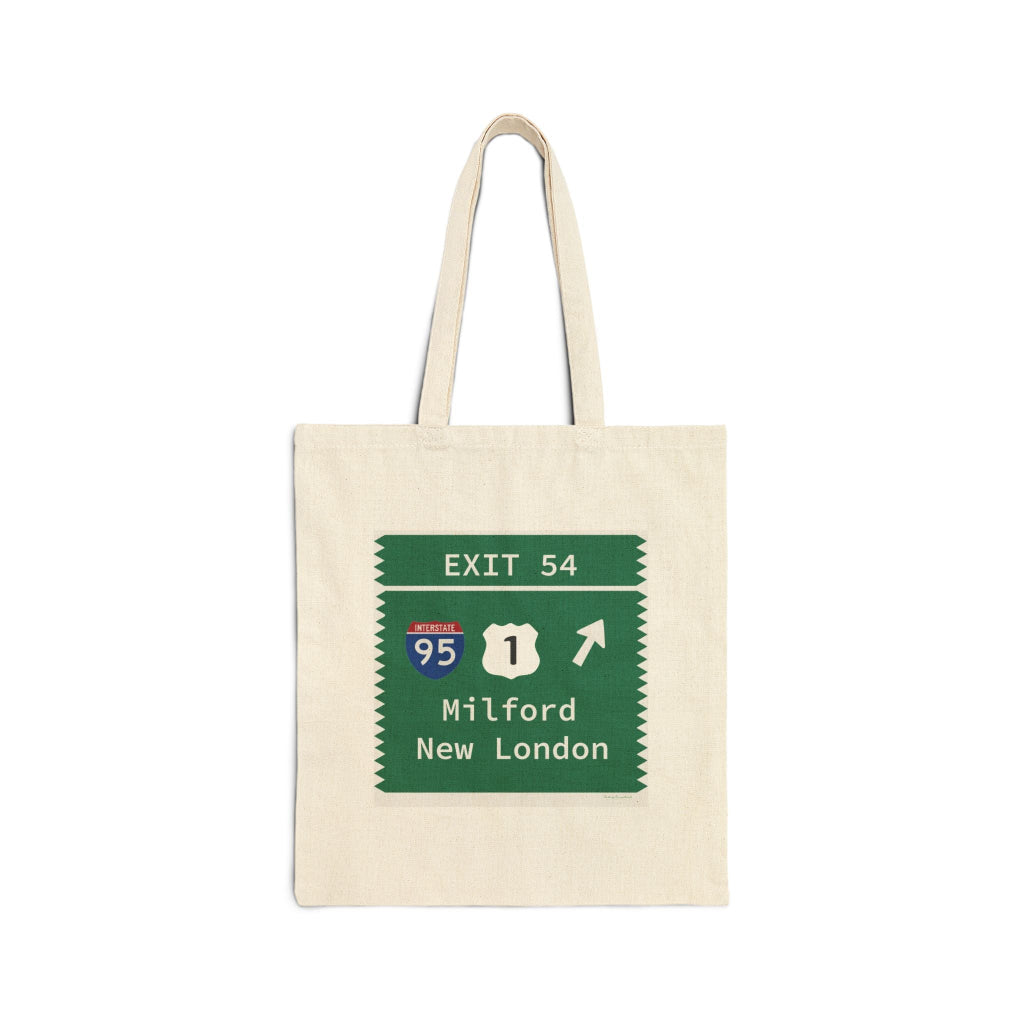 Merritt Parkway Exit 54 tote bag - Milford Connecticut gifts and merch by Finding Connecticut 
