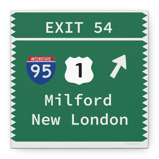 Merritt Parkway Exit 54 wall art decor - Milford Connecticut gifts and merch by Finding Connecticut 
