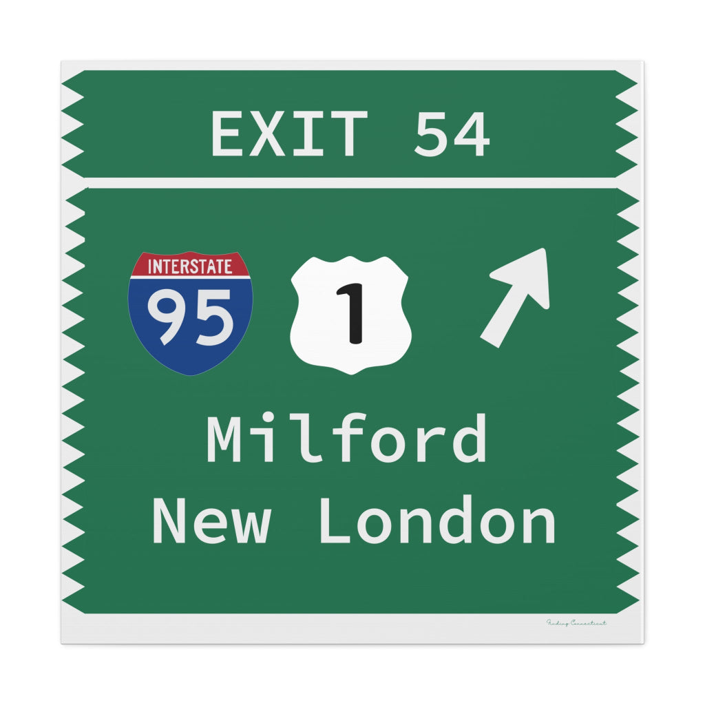 Merritt Parkway Exit 54 wall art decor - Milford Connecticut gifts and merch by Finding Connecticut 