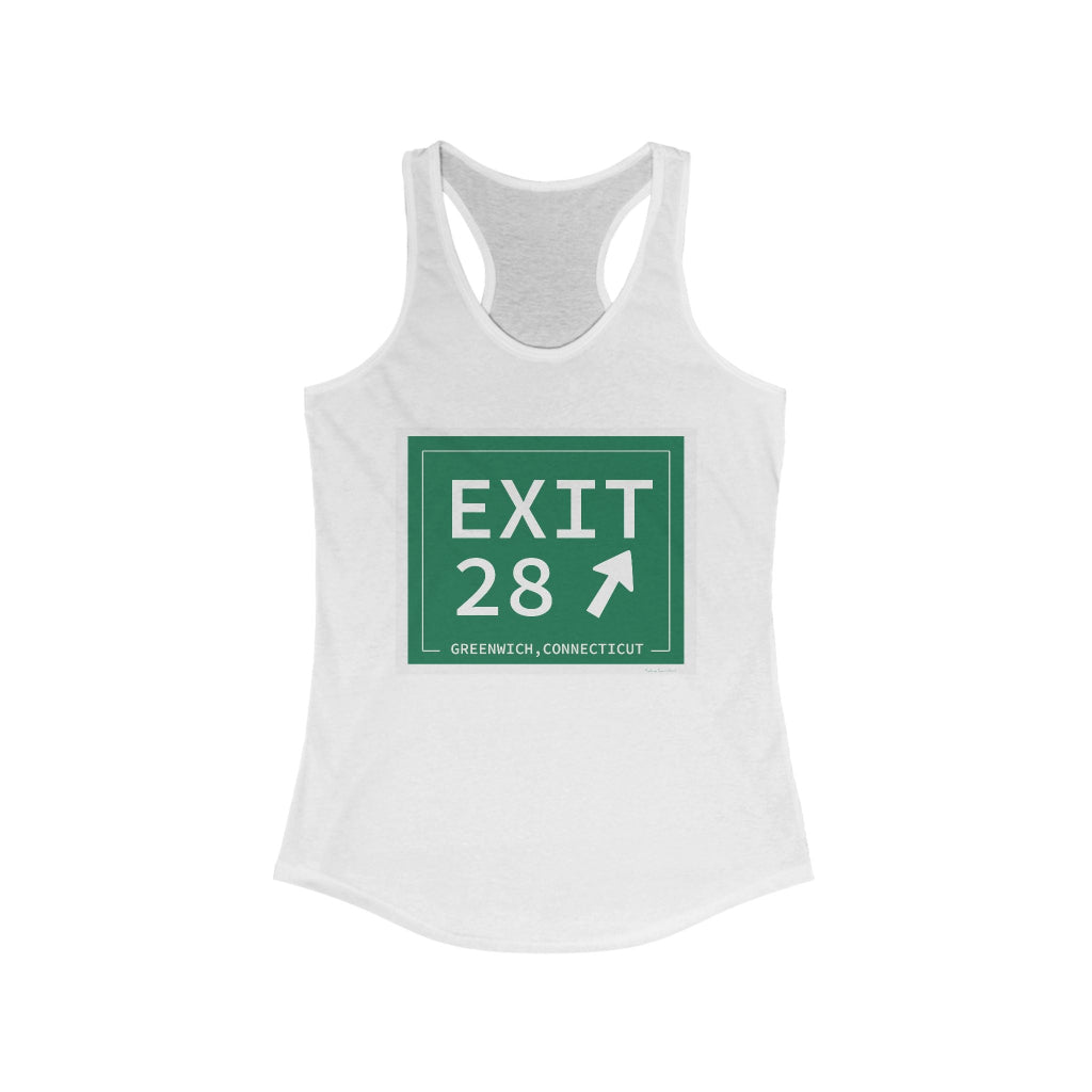 Merritt Parkway exit 28 women's tank top shirt - Merritt parkway and Greenwich Connecticut gifts and merch by Finding Connecticut 