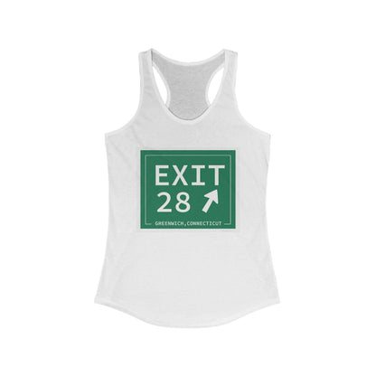 Merritt Parkway exit 28 women's tank top shirt - Merritt parkway and Greenwich Connecticut gifts and merch by Finding Connecticut 