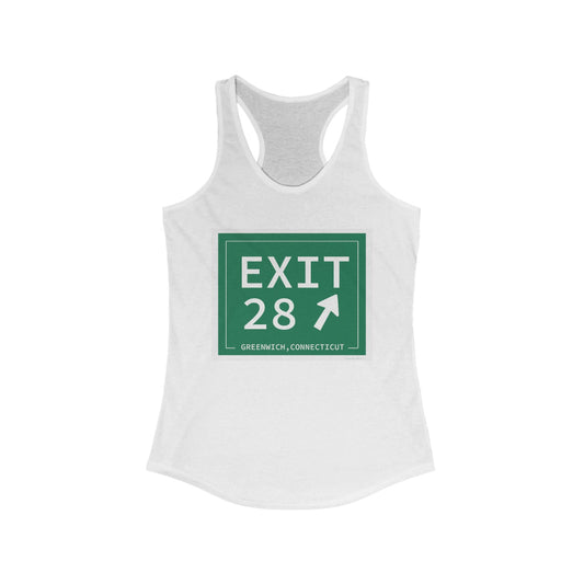 Merritt Parkway exit 28 women's tank top shirt - Merritt parkway and Greenwich Connecticut gifts and merch by Finding Connecticut 