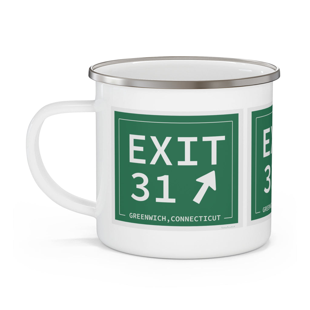 Merritt Parkway exit 31 camping mug - greenwich connecticut gifts and merch by Finding Connecticut