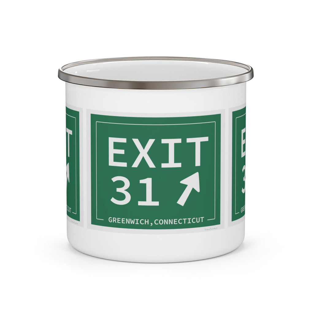 Merritt Parkway exit 31 camping mug - greenwich connecticut gifts and merch by Finding Connecticut