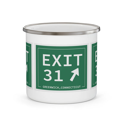 Merritt Parkway exit 31 camping mug - greenwich connecticut gifts and merch by Finding Connecticut