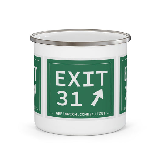 Merritt Parkway exit 31 camping mug - greenwich connecticut gifts and merch by Finding Connecticut