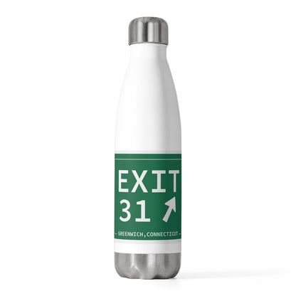 Merritt Parkway exit 31 water bottle -Greenwich connecticut gifts and merch by finding connecticut 
