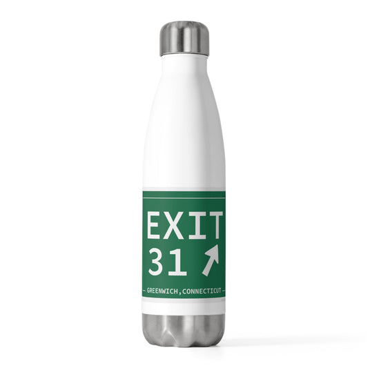 Merritt Parkway exit 31 water bottle -Greenwich connecticut gifts and merch by finding connecticut 