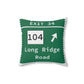 Merritt Parkway exit 34 decor pillow - merritt parkway and stamford connecticut gifts and merch by Finding Connecticut 