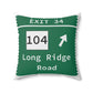 Merritt Parkway exit 34 decor pillow - merritt parkway and stamford connecticut gifts and merch by Finding Connecticut 