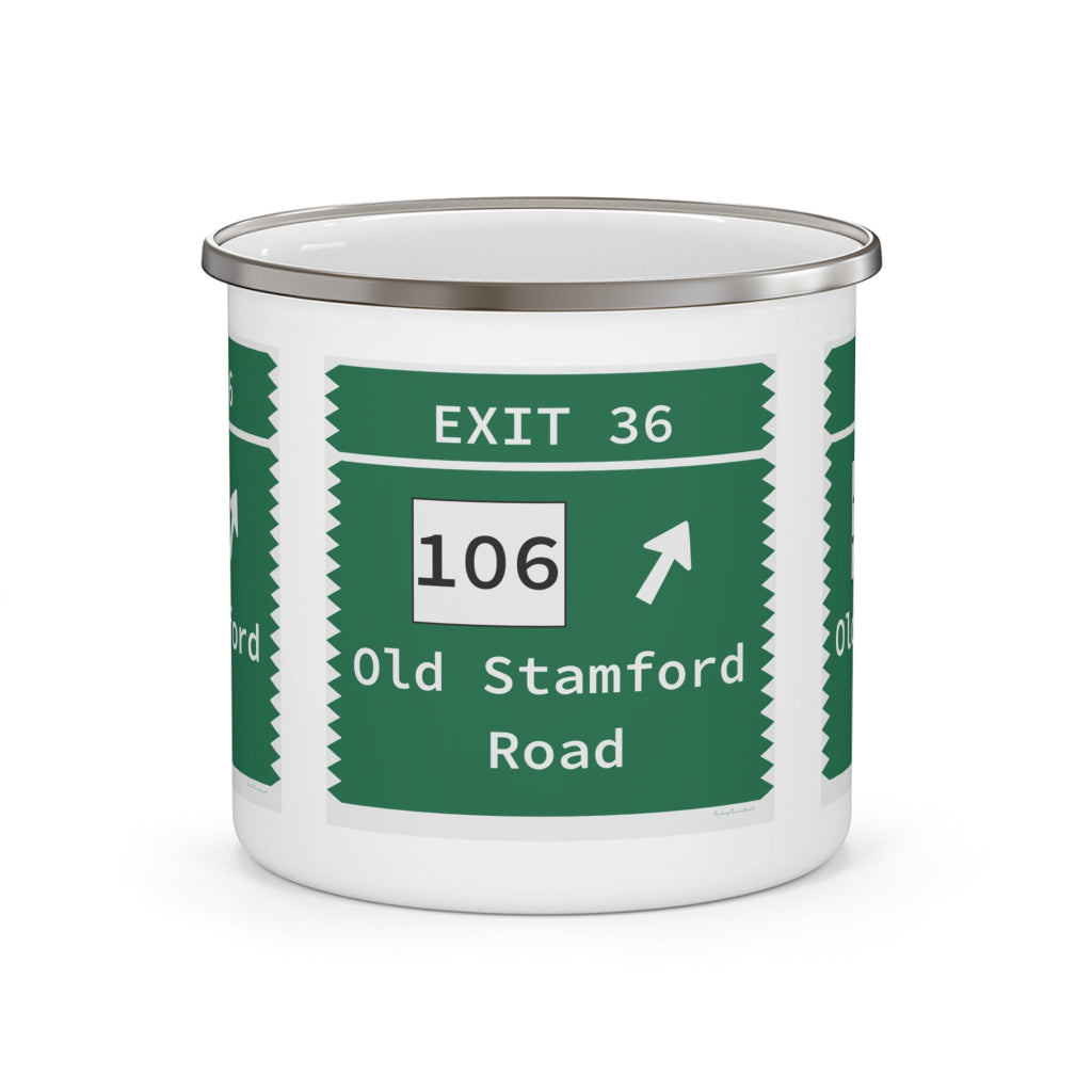 Merritt Parkway exit 36 camping mug - Merritt Parkway and New Canaan Connecticut gifts and merch by Finding Connecticut 