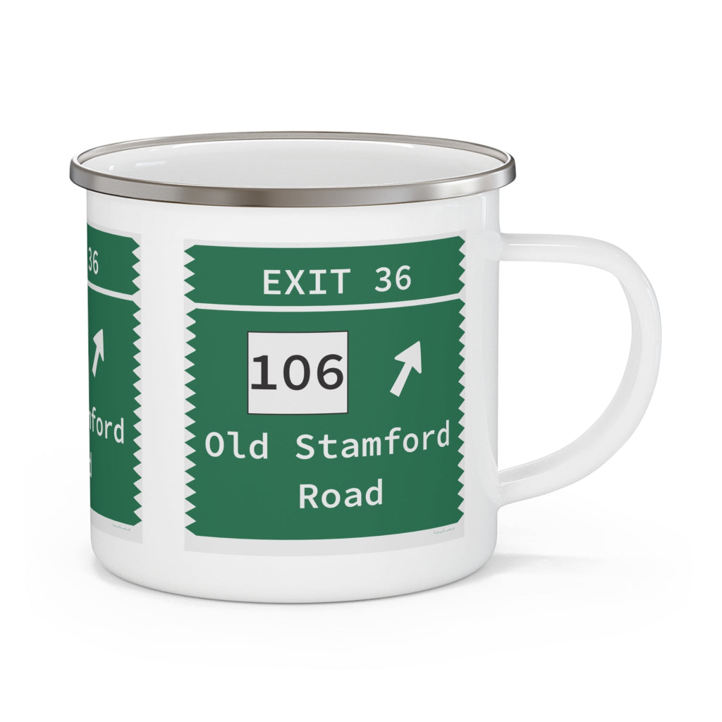 Merritt Parkway exit 36 camping mug - Merritt Parkway and New Canaan Connecticut gifts and merch by Finding Connecticut 