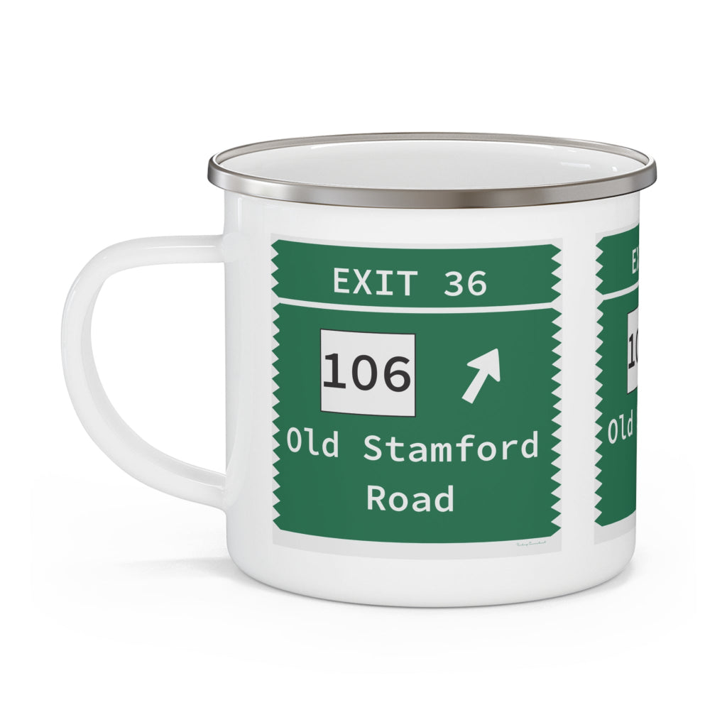 Merritt Parkway exit 36 camping mug - Merritt Parkway and New Canaan Connecticut gifts and merch by Finding Connecticut 