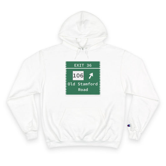 Merritt Parkway exit 36 champion hoodie sweatshirt - Stamford connecticut gifts and merch by Finding Connecticut