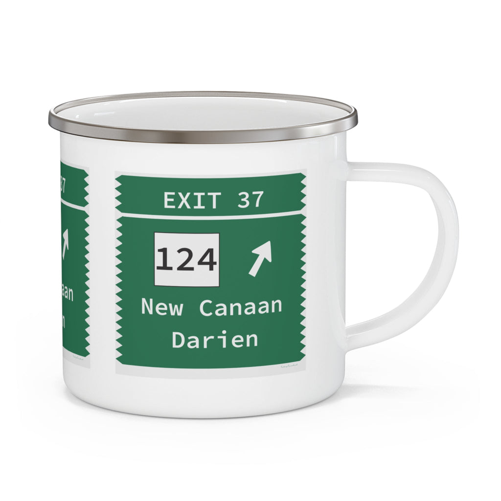 Merritt Parkway exit 37 camping mug-Merritt parkway and new canaan connecticut gifts and merch by Finding Connecticut 