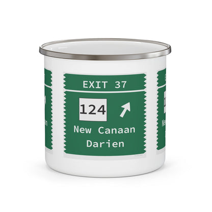 Merritt Parkway exit 37 camping mug-Merritt parkway and new canaan connecticut gifts and merch by Finding Connecticut 