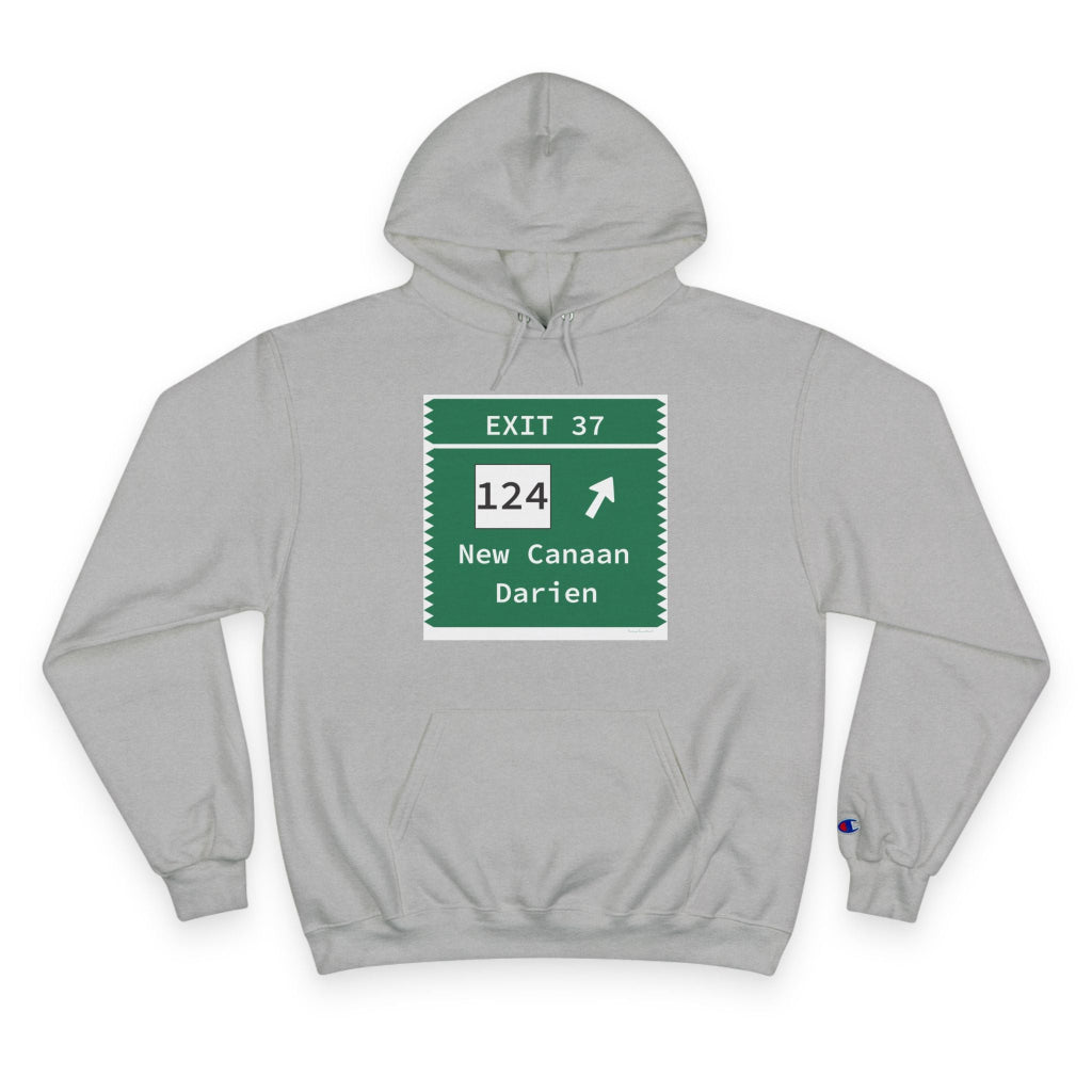 Merritt Parkway exit 37 champion hoodie sweatshirt - New Canaan Connecticut gifts and merch by Finding Connecticut 