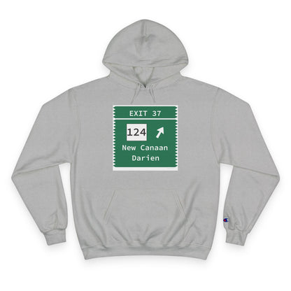 Merritt Parkway exit 37 champion hoodie sweatshirt - New Canaan Connecticut gifts and merch by Finding Connecticut 