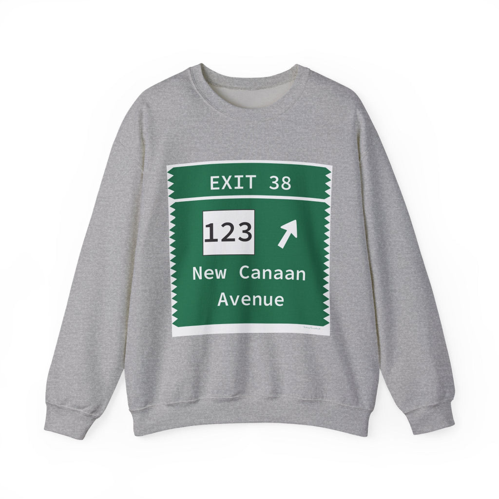 Merritt Parkway exit 38 sweatshirt - New Canaan Connecticut gifts and merch by Finding Connecticut 