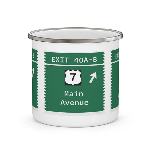 Merritt Parkway exit 40A-B camping mug - Merritt Parkway and Norwalk Connecticut gifts and merch by Finding Connecticut 