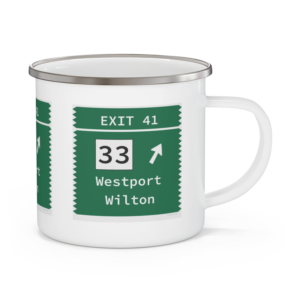 Merritt Parkway exit 41 camping mug - Merritt parkway and westport connecticut gifts and merch by Finding Connecticut 